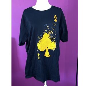 DENIMiCITY Black T-Shirt with Yellow Spade Design